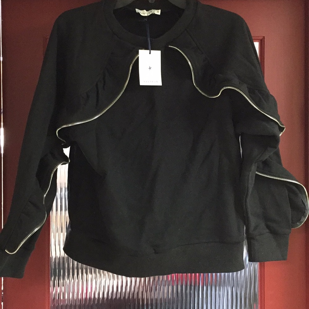 Stellah Beautiful Zipper Detail Sleeve Sweatshirt
